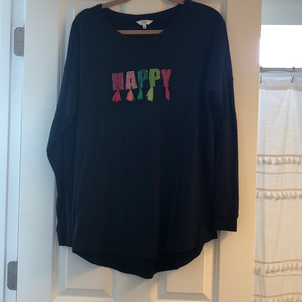 Crown & Ivy “Happy” sequin sweater